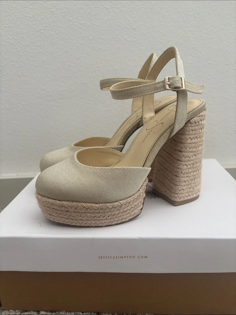 Jessica Simpson Neutral Espadrille Platform Block Heel Sandals
